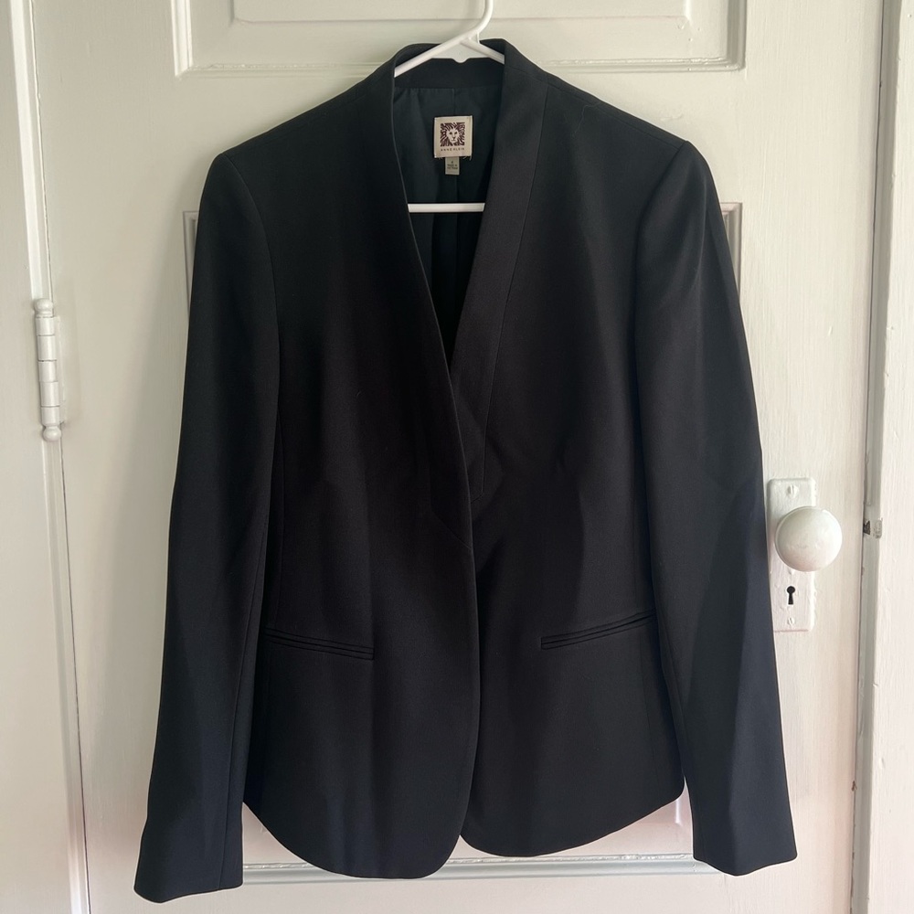 Anne Klein Collarless Open Front Blazer